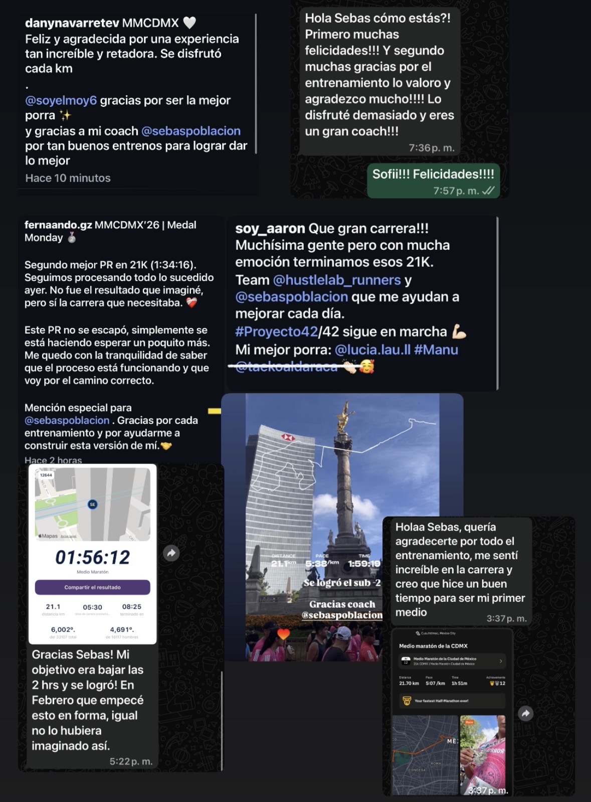 Testimonios y resultados de atletas
